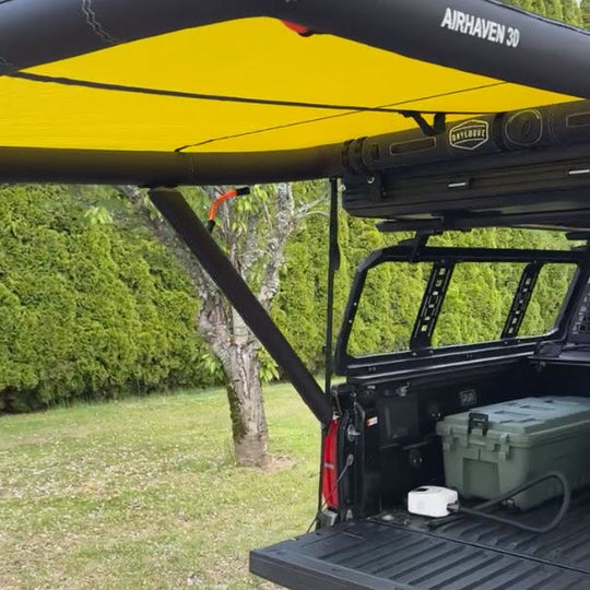 AirHaven 30 inflatable awning on a Toyota Tacoma, Bronze Oxide