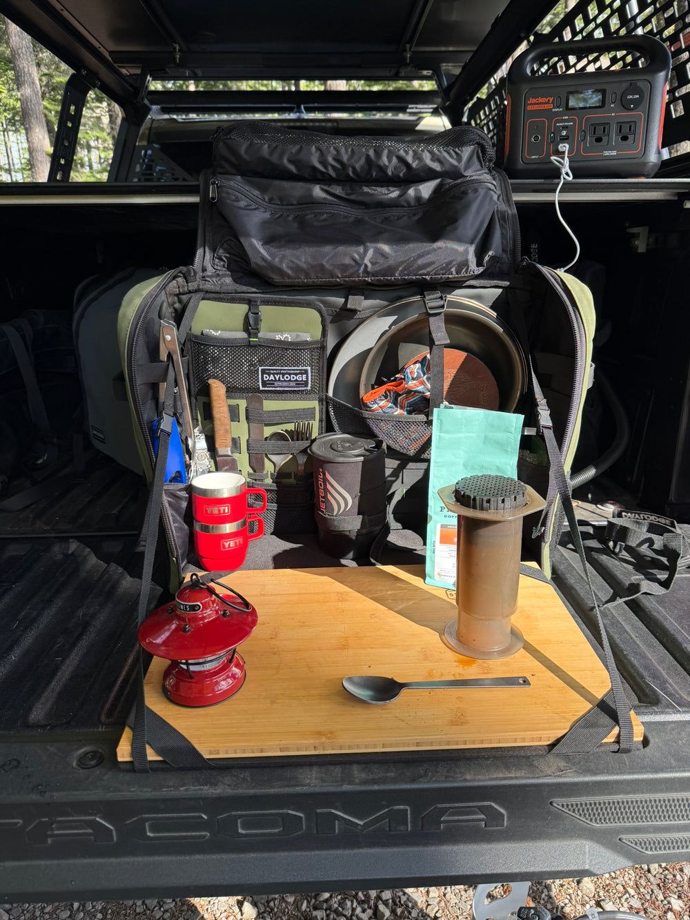 Workspace camp kitchen set up under an AirHaven awning