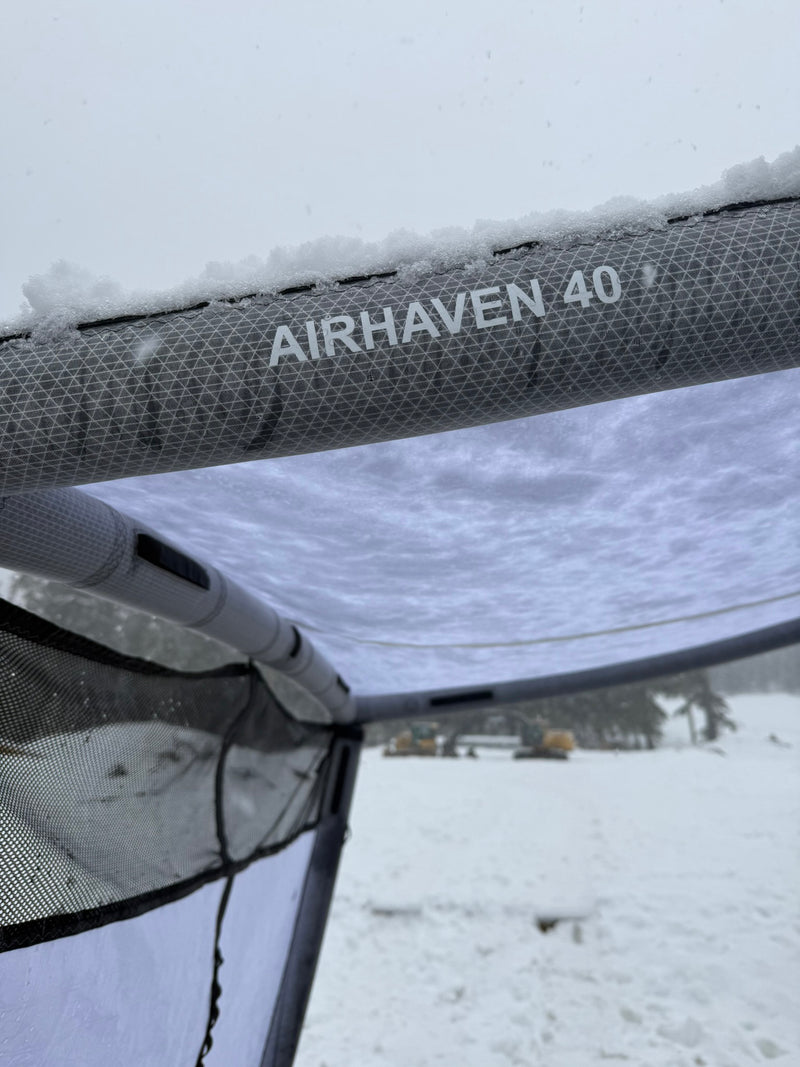 AirHaven 40 sheltering a camp kitchen in the rain