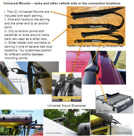Universal Mounts wrapped around roof rack bars